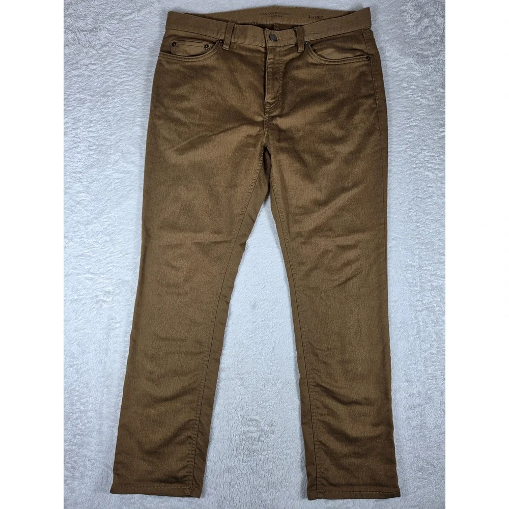 NEW Banana Republic Traveler Slim Fit Mens 33x30 Brown Spandex Stretch 700055010